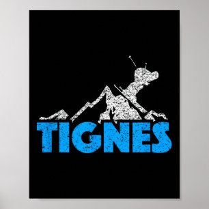 Affiche Tignes Ski Snowboard France Resort Distresse