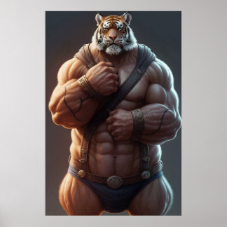 Affiche Tigre anthropomorphique | Bodybuilder | ART NUMÉRI