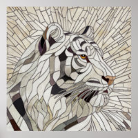 Tigre blanc - Art numérique en mosaïque de verre t