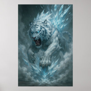 Affiche Tigre blanc de givre – Empereur du royaume gelé – 