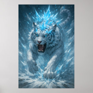 Affiche Tigre blanc de givre – Empereur du royaume gelé – 