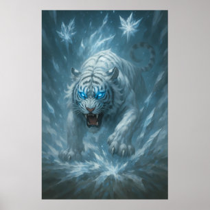 Affiche Tigre blanc de givre – Empereur du royaume gelé – 