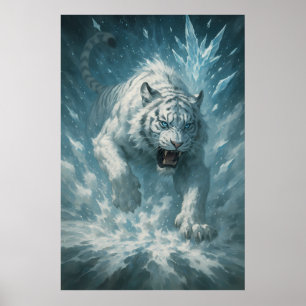 Affiche Tigre blanc de givre – Empereur du royaume gelé –