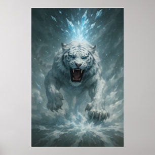 Affiche Tigre blanc de givre – Empereur du royaume gelé –