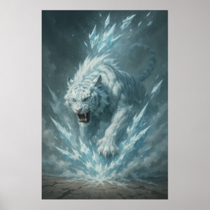 Affiche Tigre blanc de givre – Empereur du royaume gelé –