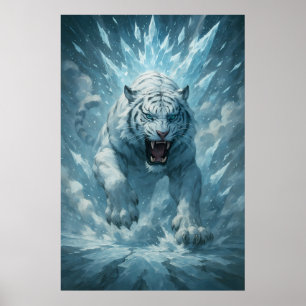Affiche Tigre blanc de givre – Empereur du royaume gelé –
