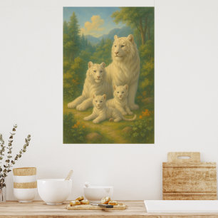 Affiche Tigre Blanc • Famille Ancestrale de la Forêt de l'