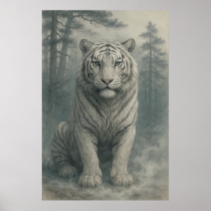 Affiche Tigre Blanc Fantastique – Série Aura Mystique Ma