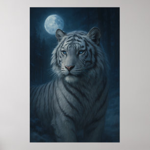 Affiche Tigre Blanc – Portrait Fantastique Mystique – ManJ