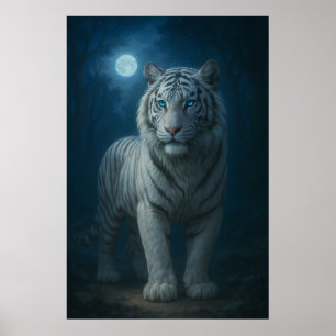 Affiche Tigre Blanc – Portrait Fantastique Mystique – ManJ