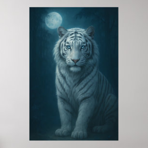 Affiche Tigre Blanc – Portrait Fantastique Mystique – ManJ