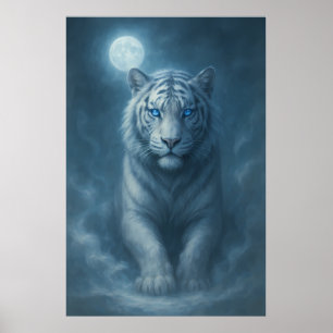 Affiche Tigre Blanc – Portrait Fantastique Mystique – ManJ