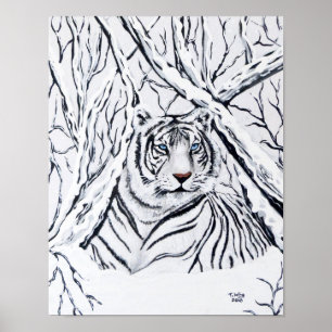 Affiche Tigre blanc se mélangeant dedans