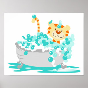 Affiche Tigre dans la jungle Tub Salle de bain Imprimer