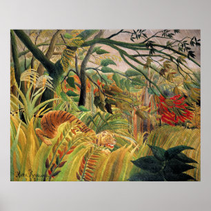 Affiche Tigre dans une tempête tropicale par Rousseau