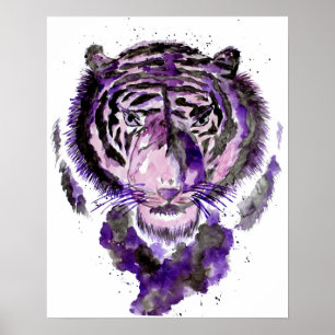 Affiche Tigre d'aquarelle violet