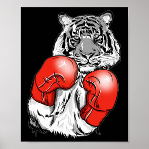 Affiche Tigre de boxe amusant avec gants rouges Enfants Ad