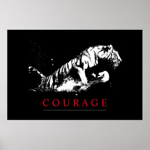 Affiche Tigre de courage motivationnel