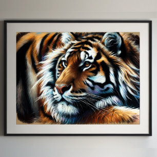 Affiche Tigre de dessin dur pastel