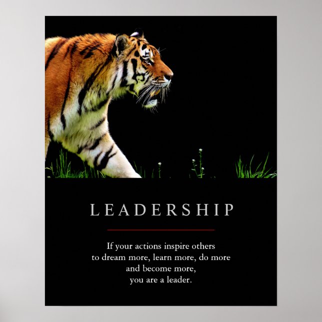 Affiche Tigre de leadership motivationnel unique tendance (Devant)