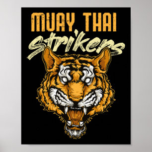 Affiche Tigre de Muay Thai Boxe Thaïlandaise Kickboxing Th