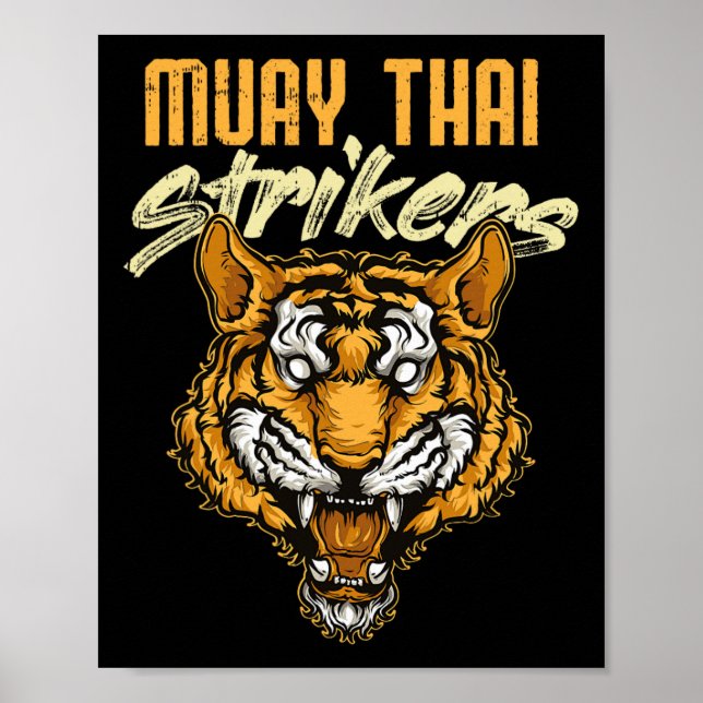 Affiche Tigre de Muay Thai Boxe Thaïlandaise Kickboxing Th (Devant)