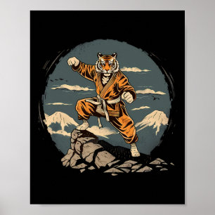 Affiche Tigre de Taekwondo Mont Fuji Jiu-jitsu Kickboxing