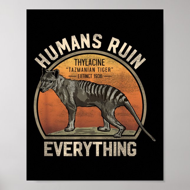 Affiche Tigre de Tasmanie Thylacine Australian Extinction  (Devant)