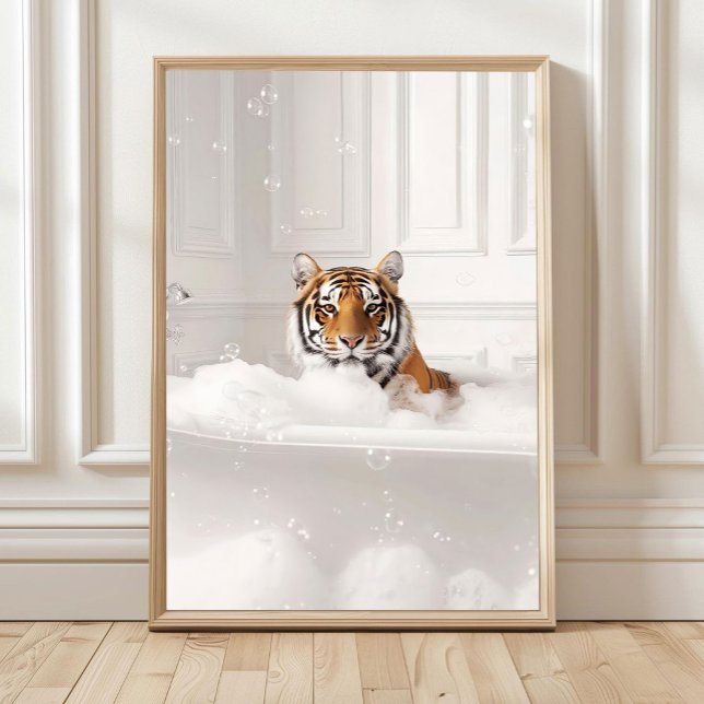 Affiche Tigre Drôle dans la Baignoire, Tigre dans  (Créateur téléchargé)