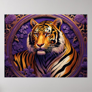 Affiche Tigre en violet