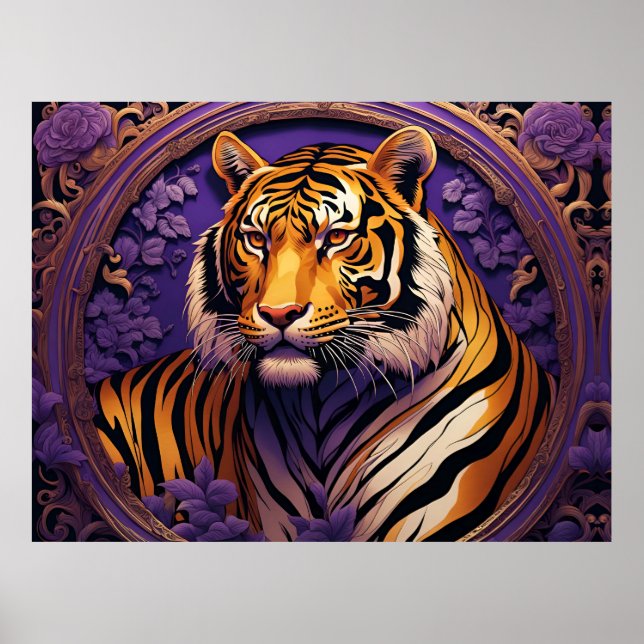 Affiche Tigre en violet (Devant)