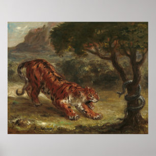 Affiche Tigre et Serpent - Eugène Delacroix Fine Art