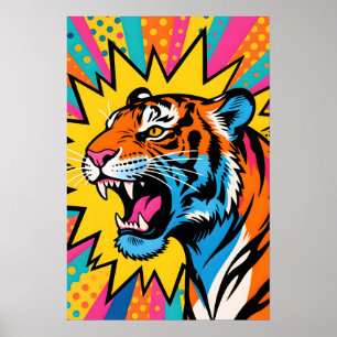 Affiche Tigre Féroce Pop Art