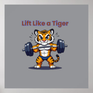 Affiche **Tigre Fort – Illustration d'un Tigre Mignon qui