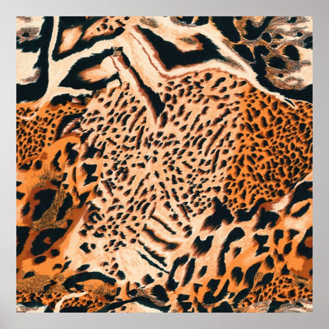 Affiche Tigre, léopard et jaguar sans joint. Textu sans co (Devant)