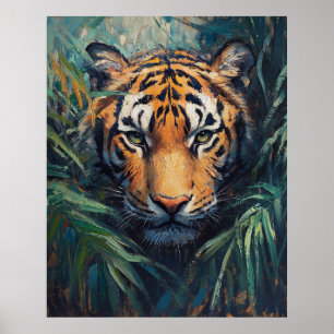 Affiche Tigre majestueux dans le feuillage de la jungle