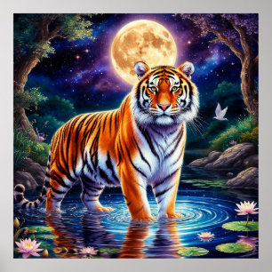 Affiche Tigre majestueux dans un paysage Imaginaire clair 