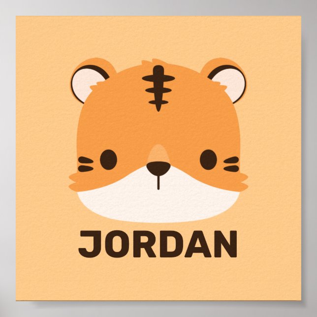 Affiche Tigre mignon avec nom personnalisé  (Devant)
