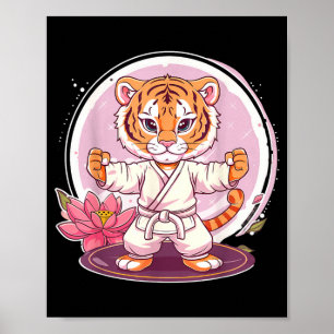 Affiche Tigre mignon de kung fu lotus kickboxing taekwondo