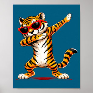 Affiche Tigre mignon et drôle faisant le dab en portant de