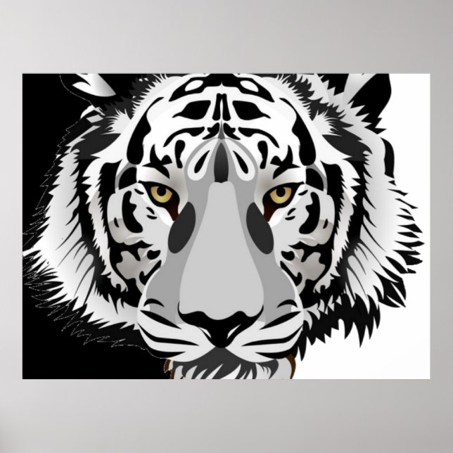 Affiche Tigre noir et blanc  (Devant)
