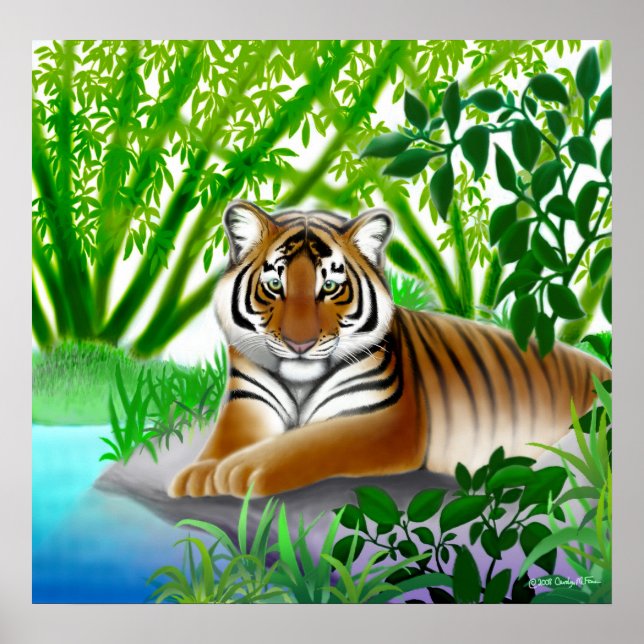 Affiche Tigre pacifique dans la forêt de Bamboo (Devant)