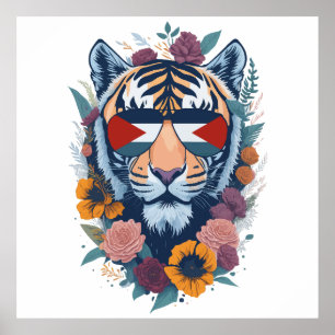 Affiche Tigre palestinien - Palestine FLAG