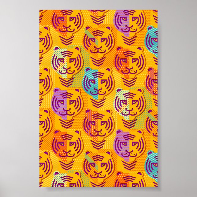 Affiche Tigre pattern on dark yellow (Devant)