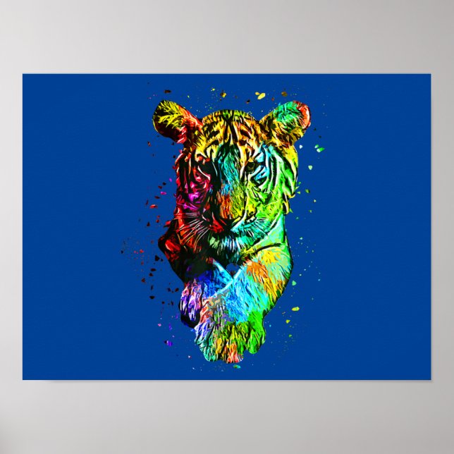 Affiche Tigre Pop Art coloré (Devant)