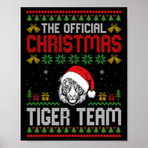 Affiche Tigre portant un chapeau de Père Noël Lumières de