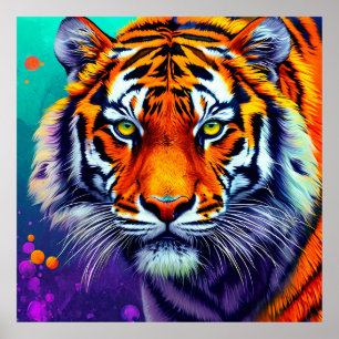 Affiche Tigre Portrait d'art mural Faune de la jungle