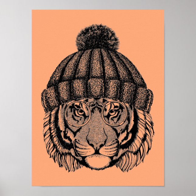 Affiche Tigre prêt pour la mode hiver (Devant)