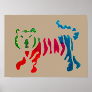 Affiche Tigre rayé arc-en-ciel