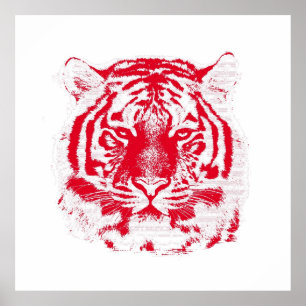 Affiche Tigre rouge et blanc